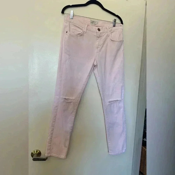 The Stiletto Blushback Harbor Destroy Pink Jeans by Current/Elliot - Picture 1 of 6